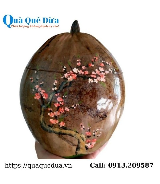 Bình Ủ Trà Trái Dừa Hoa Văn Nhành Đào Và Bình Trà 700 - 950ml